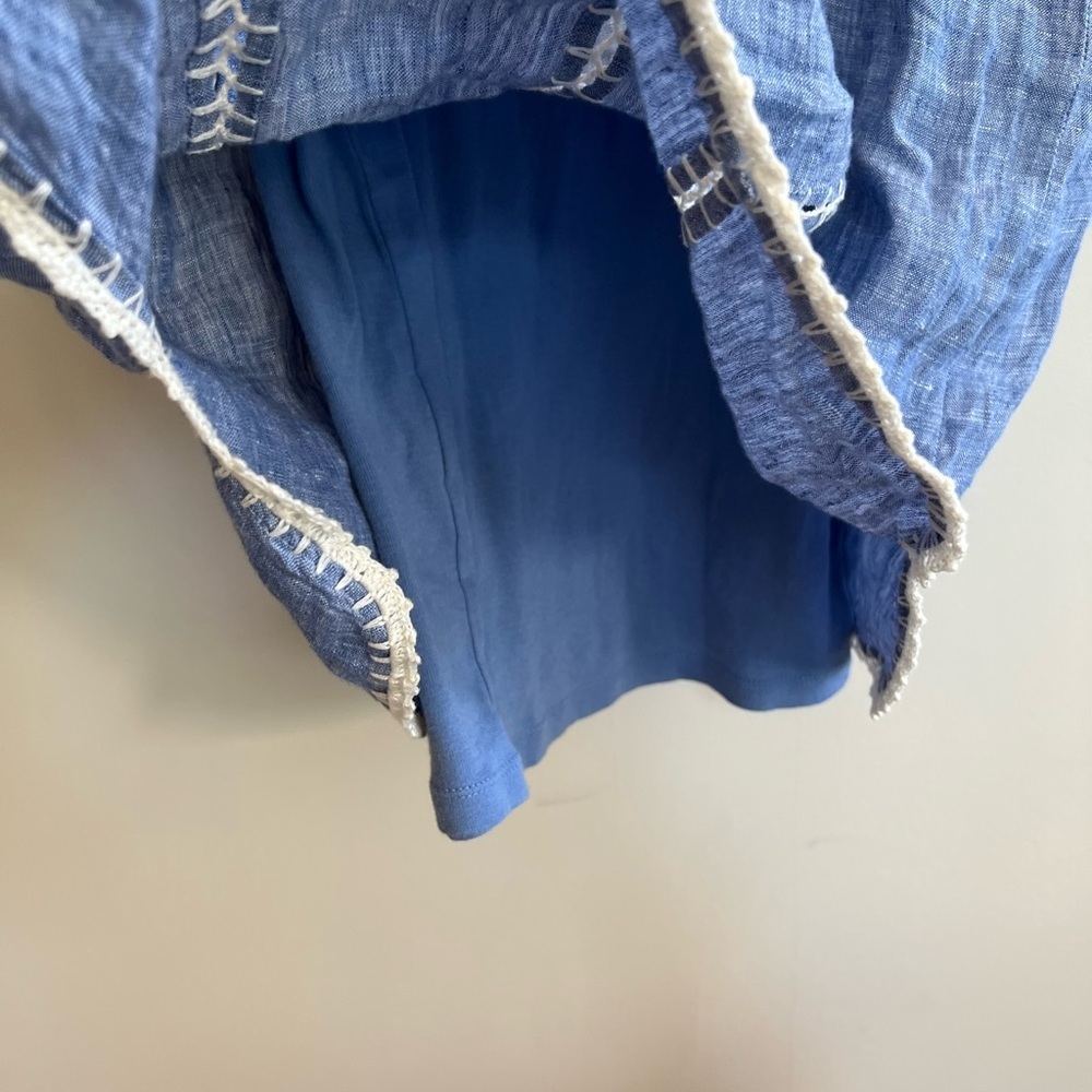 Joie Warby 100% Linen Blue Tunic Dress Cover Up with Embroidery,  XXS - Picture 10 of 11